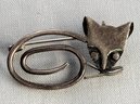 Vintage Sterling Silver Delfino Taxco Modernist Cat Brooch
