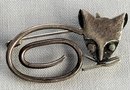 Vintage Sterling Silver Delfino Taxco Modernist Cat Brooch