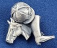 Vintage Equestrian Theme Horse Head Pewter Brooch