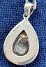 Sterling Silver And Abalone Tear Drop & Marcasite Pendant Necklace
