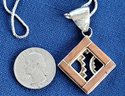 Gorgeous Native Southwestern Sterling Silver  & Wood Inlaid  Pendant Necklace