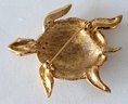 Fabulous Blingy Gold Tone & Rhinestone Sea Turtle Brooch