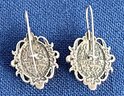 Vintage Sterling Silver 925 Southwestern Native Mother Of Pearl Cabochon Dangle Earrings