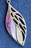 Vintage Designer Boma Sterling Silver MOP & Purple Turquoise Leaf Design Pendant
