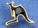 Kangaroo Vintage Pin With Inlaid Australian Opal Center