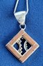 Gorgeous Native Southwestern Sterling Silver  & Wood Inlaid  Pendant Necklace