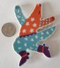 Ceramic Vintage Coyote Dancing And Howling Large Southwestern Theme Brooch