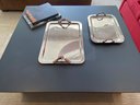 Barclay Butera Luxury Silver Serving Tray With Leather Handles