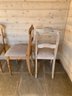 Six Small Farmhouse Pine Chairs With Upholstered Seat