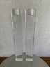Pair Of Tall Striking Oleg Cassini Crystal Candlesticks With Boxes