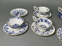 A Collection Of Coalport Blue & White Tea Cups & Saucers