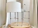 West Elm Acrylic & Chrome Tripod Table Lamps - A Pair