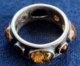 Fabulous Baltic Amber Cabochon Inset Sterling Silver Band Ring