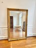 Oversized Gold Painted And Floral Decorated Beveled Mirror