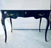 Black Hi Gloss Queen Anne Ladies Leather Top Desk  (LOC:S1)