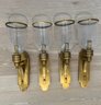 Set Four Beautiful Brass & Crystal Wall Sconces