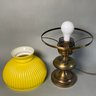 Bronze Colored Lamp With Bold Yellow Ribbed Shade