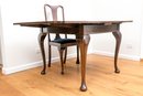 Elegant Queen Anne Style Extendable Dining Table With Four Chairs, As Is