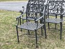 Set Of Cast Metal Outdoor Chairs With A Side Table