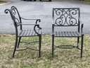 Set Of Cast Metal Outdoor Chairs With A Side Table