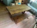 Solid Wooden Trestle Table With Two Bench Seats