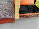Pair Matching Hand-Carved Wood Boxes Lined In Velvet