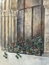 Watercolor 'Flowers On Stone Building' By P. Marra 18' X 24' (J)