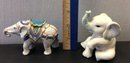 A Set Of Two  Handcrafted In Malaysia Porcelain Elephant Figurine By PG