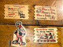 4 Vintage Wooden Post Cards