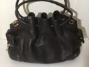 A64. Cole Haan Dark Brown Leather Hobo 2 Handle Handbag.