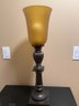 Table Lamp With Amber Bell Shaped Top