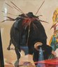 Framed Bullfighting Watercolor