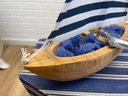 Handcrafted Wooden Sail Boat With Sea Glass