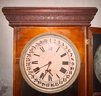 1900s American Regulator Wall Clock W/ Key In Wooden Case By Sessions Clock Co Forestville CT