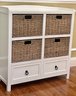 Wooden Storage Chest With Woven Baskets