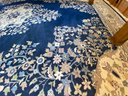 Royal Blue & Ivory Hand Knotted Wool Area Carpet 9 X 12