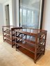 Pair X Lillian August Mahogany Side Table With Leather Pull Out Top Trays