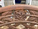 Cast Iron Bench - Wooden Slats With Rose Detail And Cover