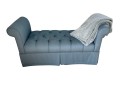 Blue Ultra Suede Style Tufted Bench