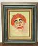 Framed Clown Oil Painting Signed