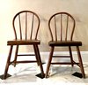 Pair Petite Antique Country Slat Back Chairs (LOC: S1)