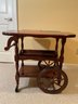Wooden Rolling Bar Cart Drop Leaf Tea Cart 27x16x29 Removable Tray