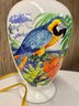 Vintage Guy Harvey Signed Parrot/Macaw Porcelain Table Lamp