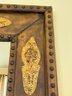 Gold Tone Leather Framed Mirror
