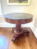 Beautiful Antique Marble Top Flame Mahogany Empire Table  (LOC S1)