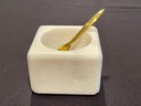 Case Of Six Marble Salt Cellars With Brass Spoon - New In Box