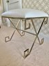 Lillian August Stool In Brushed Metal & Ostrich Leather