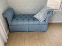 Blue Ultra Suede Style Tufted Bench