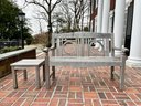 Teak Garden Bench With Square Teak Side Table