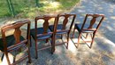 A Set Of Four Wood & Vinyl Sear Folding  Chairs By Stokmore Co. USA MADE.